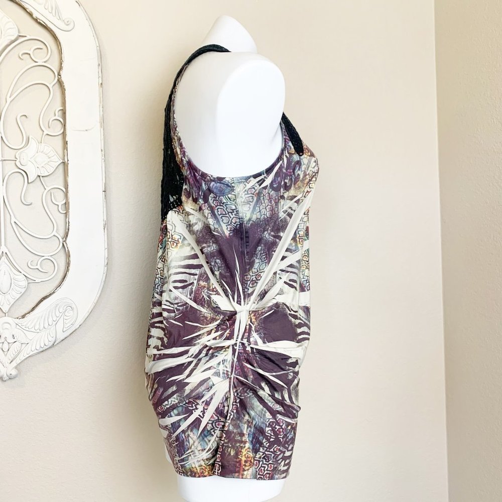 Live and Let Live | Women's Multicolor Black Lace Boho Tank Top | Size: L - Picture 5 of 8